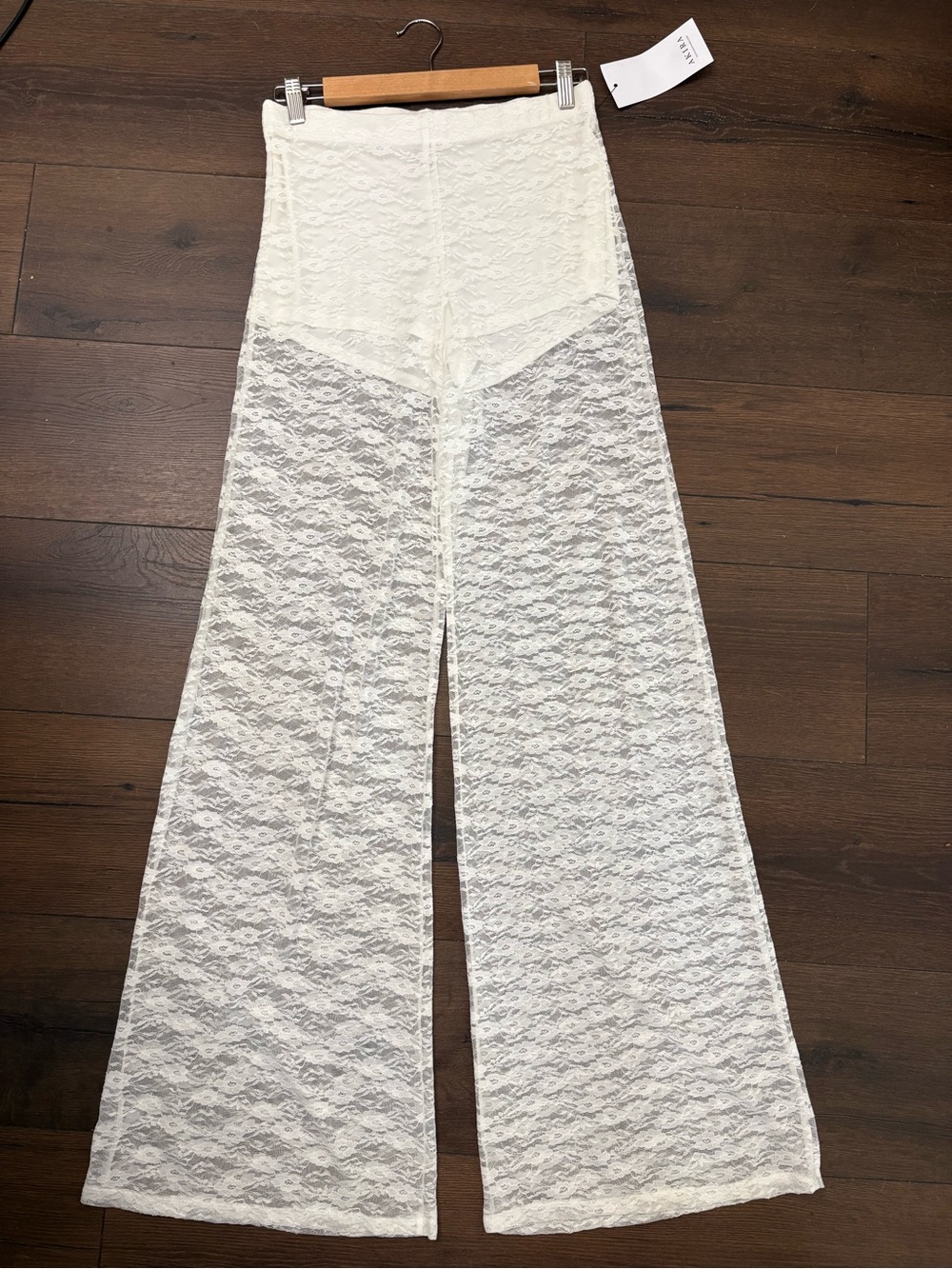 NWT Akira Wide Leg Cream Lace Pants